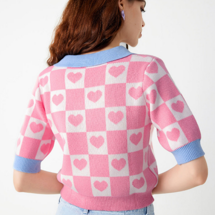UNICORN Women's sweater with hearts print in pink xs, s, m, l, xl