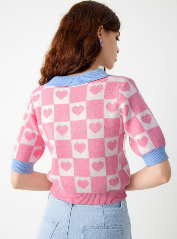 UNICORN Women's sweater with hearts print in pink xs, s, m, l, xl