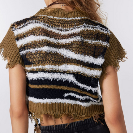 UNICORN Women's sweater sleeveless white brown xs s m l xl