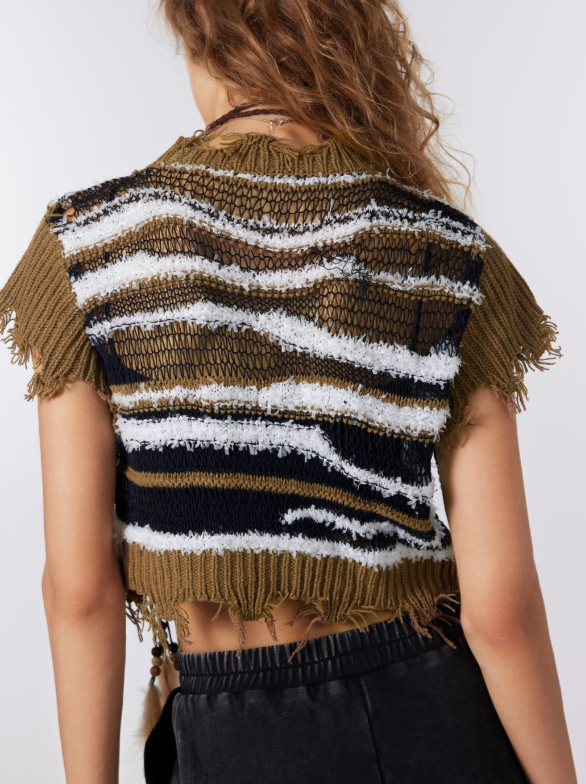 UNICORN Women's sweater sleeveless white brown xs s m l xl