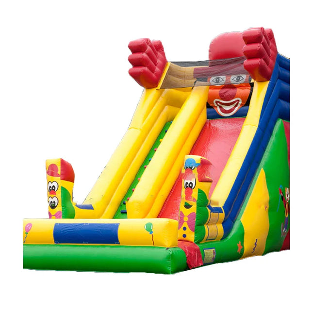 UNICORN PVC inflatable steep bouncy slide clown pattern yellow 6x4x5m