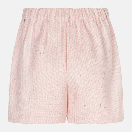 UNICORN Dames Roze Tweed Short – Elegante High Waist Short met Luxe Structuur xs s m l xl