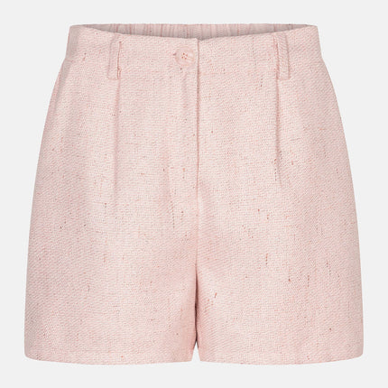 UNICORN Dames Roze Tweed Short – Elegante High Waist Short met Luxe Structuur xs s m l xl