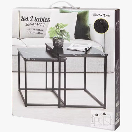 UNICORN Side table coffee table marble look black and white 34 x 34 cm 38 x 38 cm