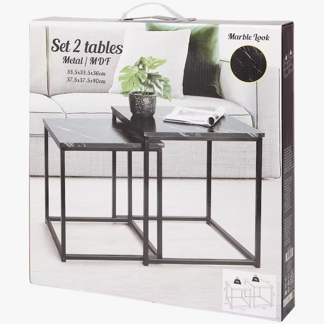 UNICORN Side table coffee table marble look black and white 34 x 34 cm 38 x 38 cm