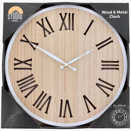 UNICORN Wall Clock 36 cm, size oak brown white black (l x w x h) 36 x 36 x 5 cm