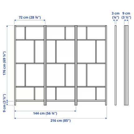 UNICORN Partition wall white black 216x185 cm