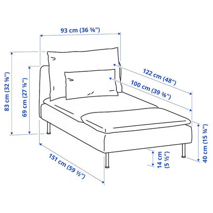 UNICORN Lounger grey white red beige green blue Width 93 cm depth 151 cm height 83 cm
