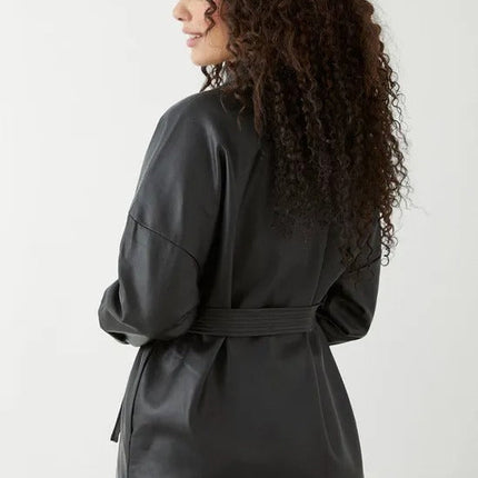 Dames jas leer zwart s m l xl xxl