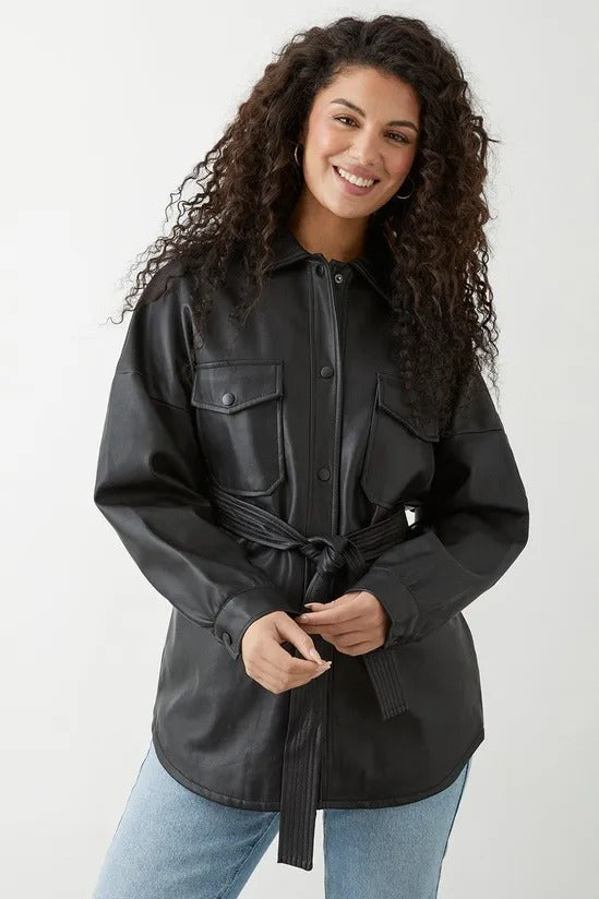 Dames jas leer zwart s m l xl xxl