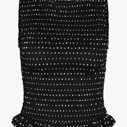 UNICORN Black smock top with white polka dots trendy women's top with ruffles xs s m l xl