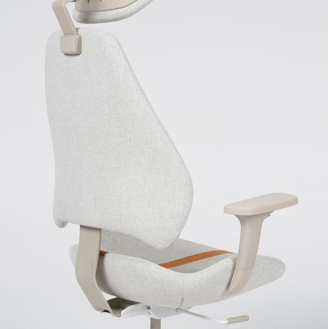 UNICORN Office chair gaming chair with adjustable backrest, high wheels, fabric, white, dark gray. Height: 138 cm, Width: 69 cm, Depth: 68 cm