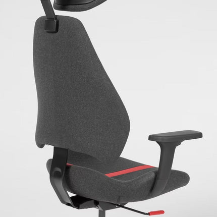 UNICORN Office chair gaming chair with adjustable backrest, high wheels, fabric, white, dark gray. Height: 138 cm, Width: 69 cm, Depth: 68 cm
