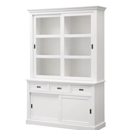 UNICORN Sideboard wall cabinet wall unit with display cabinet sliding doors handmade character white width: 154 cm depth: 52 cm height: 226 cm