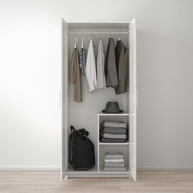 UNICORN Wardrobe wall cabinet wall unit white black Width 78 cm Depth 50 cm Height 190 cm