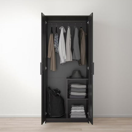 UNICORN Wardrobe wall cabinet wall unit white black Width 78 cm Depth 50 cm Height 190 cm