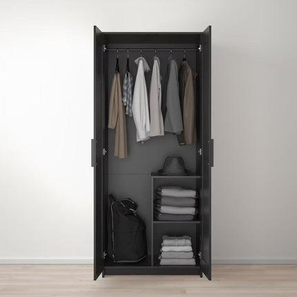 UNICORN Wardrobe wall cabinet wall unit black brown width: 79 cm depth: 55 cm height: 176 cm