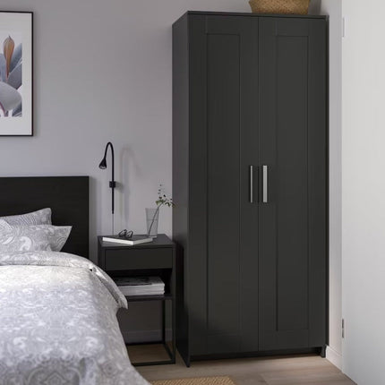 UNICORN Wardrobe wall cabinet wall unit white black Width 78 cm Depth 50 cm Height 190 cm