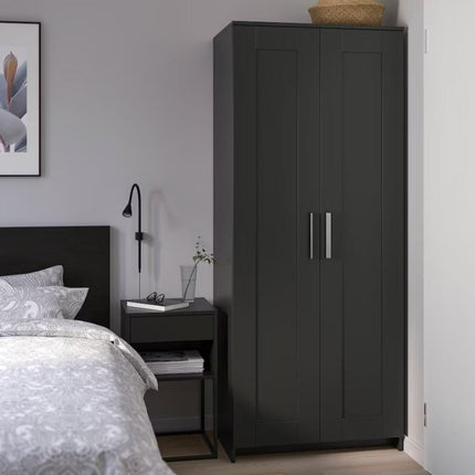 UNICORN Wardrobe wall cabinet wall unit black brown width: 79 cm depth: 55 cm height: 176 cm