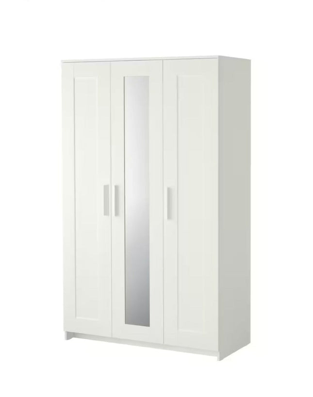 UNICORN Wardrobe wall cabinet wall unit with mirror white black width: 117 cm depth: 50 cm height: 190 cm