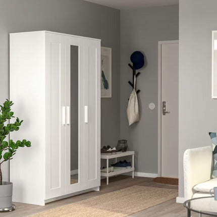 UNICORN Wardrobe wall cabinet wall unit with mirror white black width: 117 cm depth: 50 cm height: 190 cm