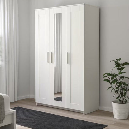 UNICORN Wardrobe wall cabinet wall unit with mirror white black width: 117 cm depth: 50 cm height: 190 cm