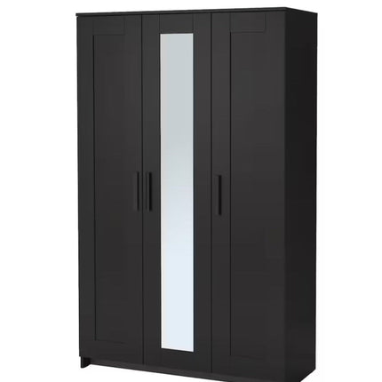 UNICORN Wardrobe wall cabinet wall unit with mirror white black width: 117 cm depth: 50 cm height: 190 cm