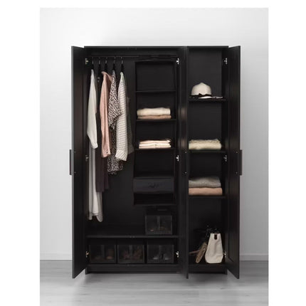 UNICORN Wardrobe wall cabinet wall unit with mirror white black width: 117 cm depth: 50 cm height: 190 cm