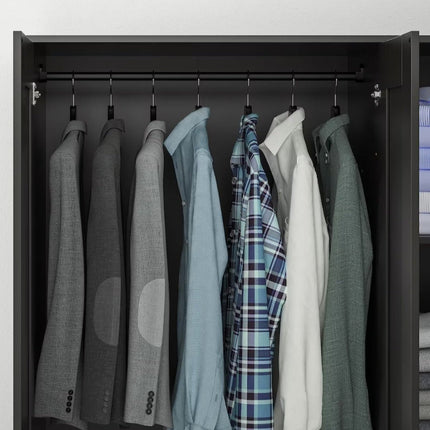 UNICORN Wardrobe wall cabinet wall unit with mirror white black width: 117 cm depth: 50 cm height: 190 cm