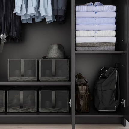 UNICORN Wardrobe wall cabinet wall unit with mirror white black width: 117 cm depth: 50 cm height: 190 cm