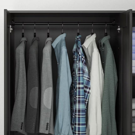 UNICORN Wardrobe wall cabinet wall unit white black brown width: 117 cm depth: 50 cm height: 190 cm