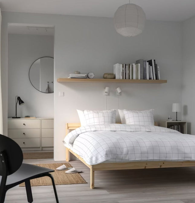 UNICORN Bed frame double bed light brown pine bed frame 140x200cm length 205 cm width 144 cm