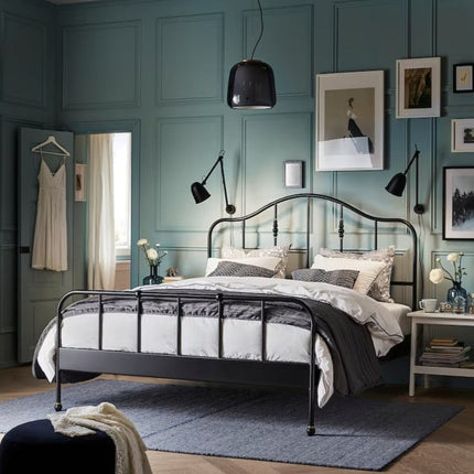 UNICORN Bed frame double bed black 140x200cm length 208 cm width 148 cm