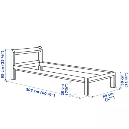 UNICORN Bed frame single bed light brown pine 90x200cm length 205 cm width 94 cm