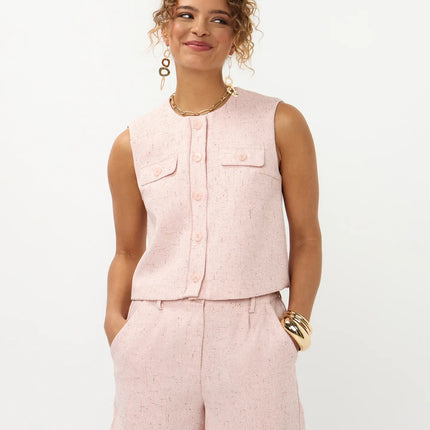 UNICORN Dames Roze Tweed Short – Elegante High Waist Short met Luxe Structuur xs s m l xl