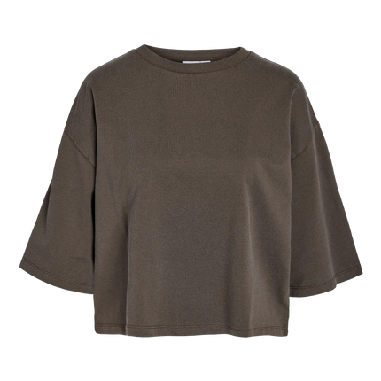 Noisy May Alani cropped shirt chocolate brown