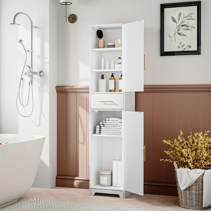 UNICORN Storage Cabinet with 1 Drawer & 2 Doors, Adjustable Shelf White