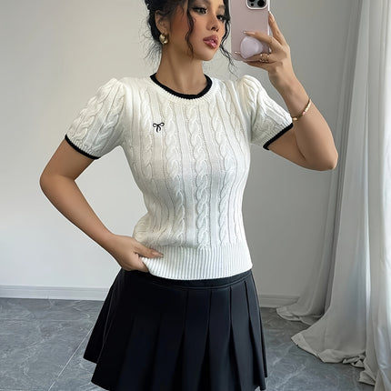 UNICORN Cat Ear Design Womens Short Sleeve Top Elegant Two-Tone Edges s m l xl