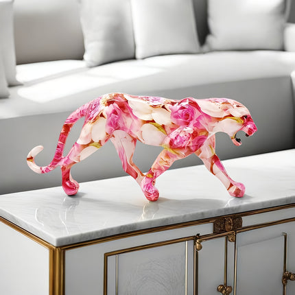 UNICORN High-End Pink Patterned Cheetah Statue Rose