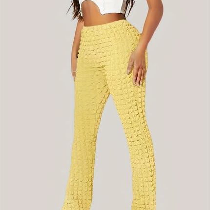 UNICORN Women High-Waisted Flare Pants Color Plaid Pattern xs s m l xl xxl