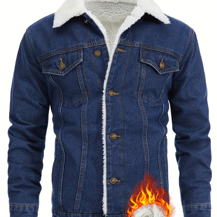 UNICORN Men'S Thickened Fleece-Lined Winter Warm Denim Jacket s m l xl xxl