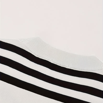 UNICORN Striped Round Neck Short Sleeve Knit Top for Trendy Spring s m l xl