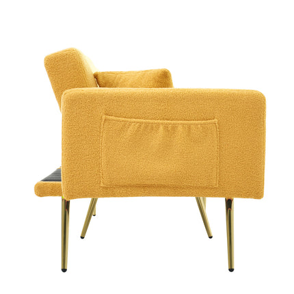 UNICORN Modern minimalist sofa bed size: 175*64*72 cm angle adjustable gold bed legs sofa with cushions side storage pockets