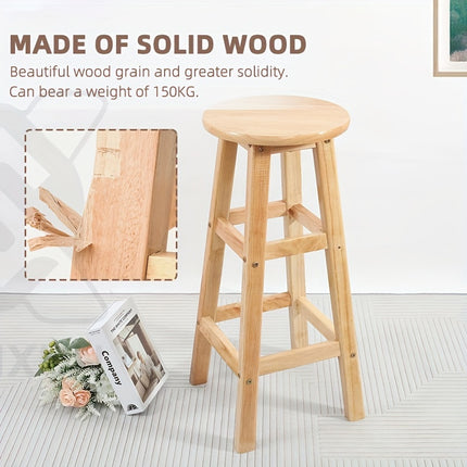 UNICORN Oak Round Stools, Solid Wood Bar Stools, Pub Chairs