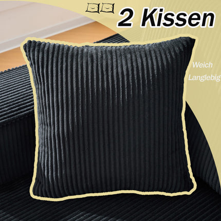 UNICORN Compressed L-Shaped Corduroy Sofa, 2-Seater Sectional + Chaise Lounge Corner