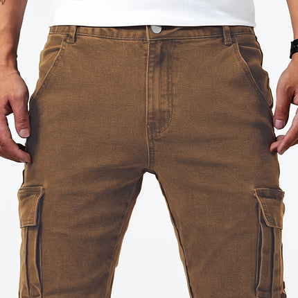 UNICORN Men's Slim Fit Multi-Color Cargo Jeans - Side Zipper Pockets xs s m l xl xxl xxxl
