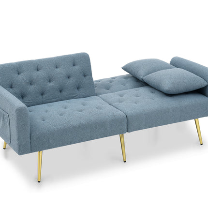 UNICORN Modern Teddy Boucle Two-Seater Sofa, 3-Stage Adjustable Backrest Blue