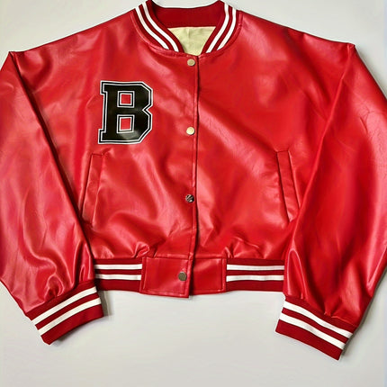 UNICORN Plus Size Long Sleeve Stand Collar Baseball Jacket Leather 1xl 2xl 3xl 4xl