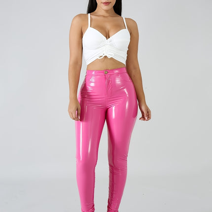 UNICORN Women Latex Faux Pu Leather Pants Push Up High Waist Skinny Pants s m l xl xxl