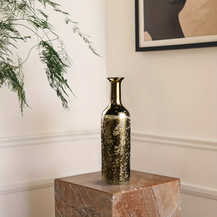 UNICORN Large Bronze-Tone Ceramic Bud Vase 11.5x11.5x38CM